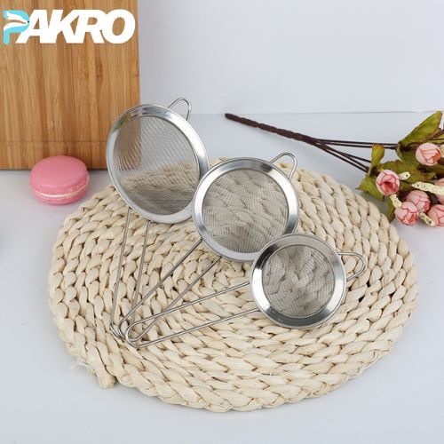 Pack Of 3 Premium Quality Silver Handle Strainer Set For Kitchen