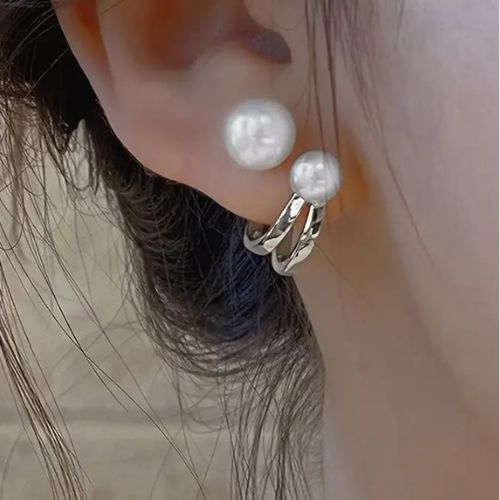 Korean Pearl Circle Earrings-Golden ZVT-167