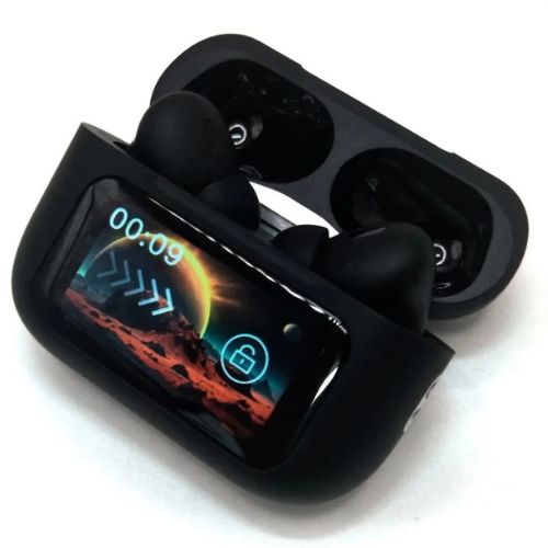 A9 Pro Earbuds With Anc Technology Sleek Matte Black Design Led Indicator