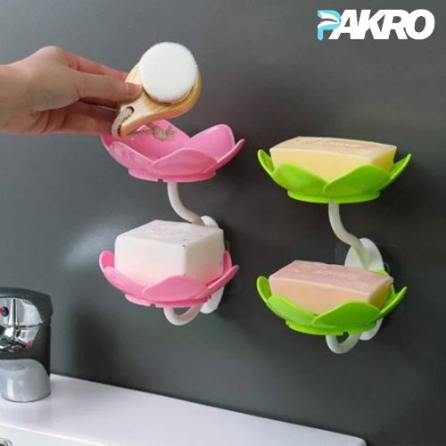 Wall Mounted Double Layer Flower Shaped Soap Holder (Random Color)