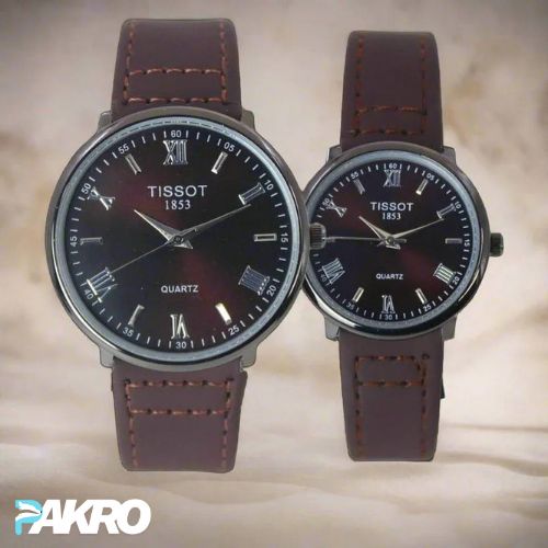 Stylish Unisex Analogue Couple Leather Watch - Water Resistant