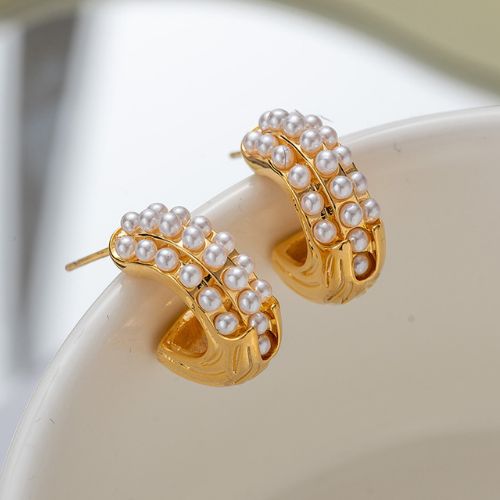 Pearl Bali – Elegant Korean Style Earrings - Golden - ZJX-169