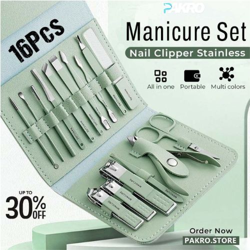 16 pcs Stainless Steel Nail Cutter Clipper Tool Box Set For Personal Care Manicure Set