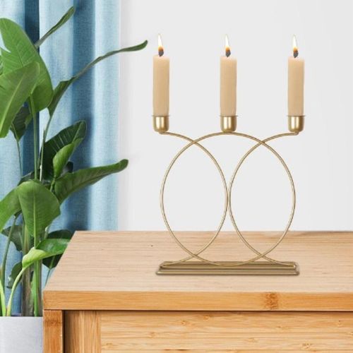 Stylish Golden Candle Stand - 1 Pc Elegant Decorative Piece