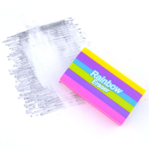 Rainbow Pencil Eraser Rubber - PVC & Latex Free, Safe for Fine Papers