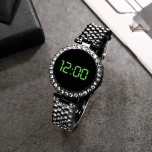 Ladies Round Dial Digital Watch Elegant Design Clear Display