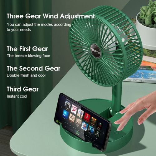 Portable Foldable Rechargeable Fan - 1 Pc Green Mini Fan for Easy Use