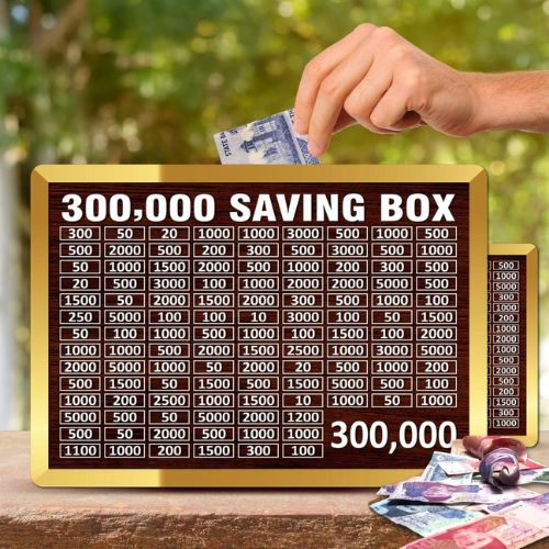 300,000 Saving Box – Wooden Money Saving Challenge Box