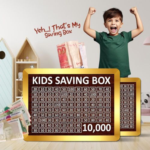 10,000 Rupees Kids Saving Box – Wooden Money Saving | Challenge Chart for Children