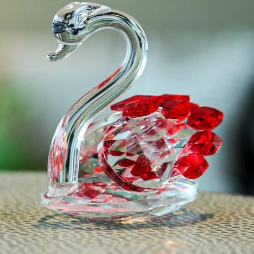 Crystal Swan Decor Glass Figurine for Home Symbol of Love