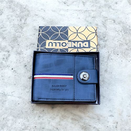 Men PU Leather Wallet with Box | Multi Card Slots & Secure Snap Button