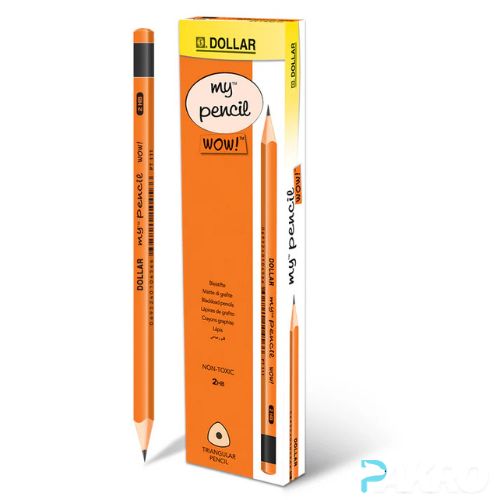 Dollar My Pencil Wow PT 222 With Eraser - Orange pencils with packaging labeled 'Dollar' on a white background