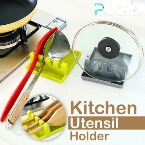 4 Step Spoon Holder for Kitchen Utensils - Pot Lid Holder Stand for Kitchen