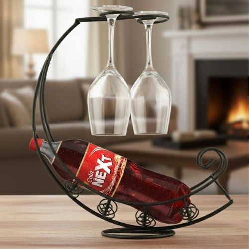 Creative Bottle & Glass Holder Metal Bottle Display Stand