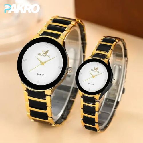 Couple Watch Stylish for Him & Her - New Arrived Cool Black & Gold