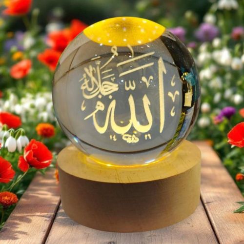 Crystal Ball 3D Arabic Night Lamp – Elegant Islamic Table Light For Prayer Rooms, Home Décor, And Gifting