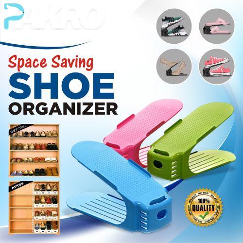 Pack of 2 Double Layer Adjustable Shoe Bracket Storage Shoe Rack