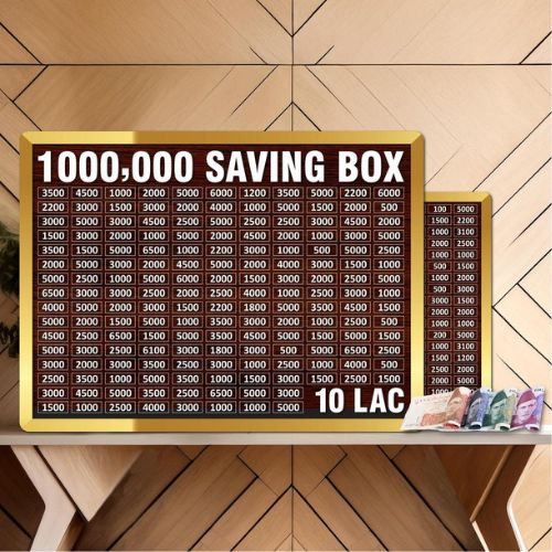10 Lakh Money Saving Box – Wooden 1000000 Target Chart - Durable Money Box