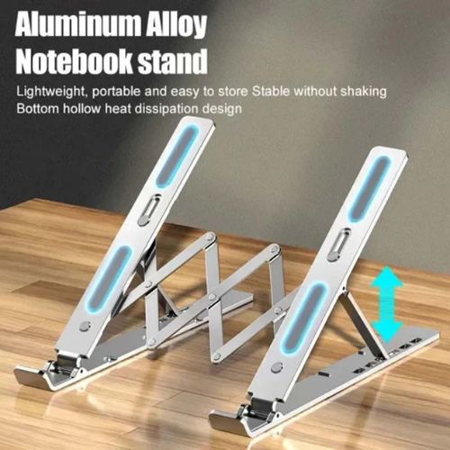Portable Aluminum Laptop Metal Stand - Adjustable Height Folding Holder