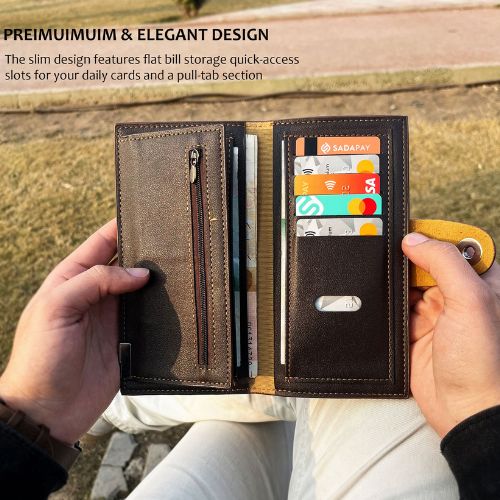 Tri-Fold Pure Leather Long Wallet