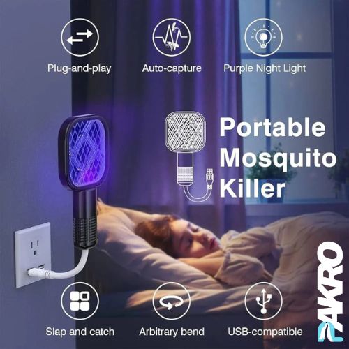 USB Mosquito Killer Racket With UV Light For Home Office Use