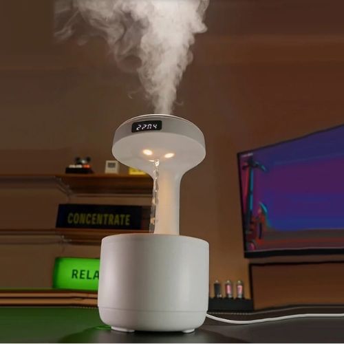 Anti-Gravity Cool Mist Humidifier With Clock & Aroma Diffuser For Home & Office