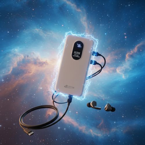 20,000mAh High-Capacity Power Bank With Built-in Cables | 22.5W Fast Charging