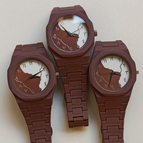 Brown And White Aura Watch Elegant Stylish Design Comfortable & Clear Display