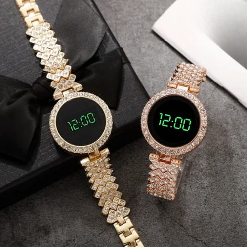 Ladies Round Dial Digital Watch Elegant Design Clear Display