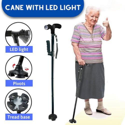 Portable Folding Walking Stick with Led Light & Aluminium Handle