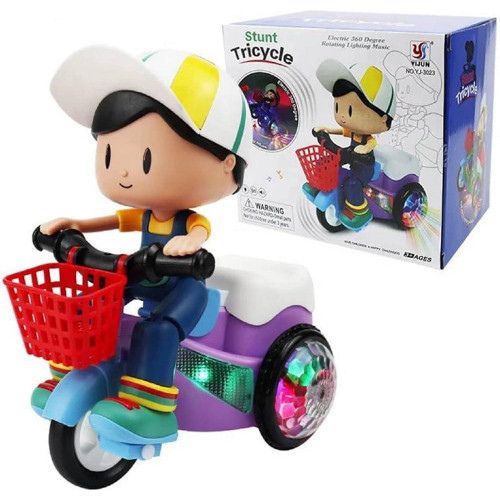 Musical Stunt Tricycle Toy Bike for Kids with 360° Rotation, 3D Flashing Lights