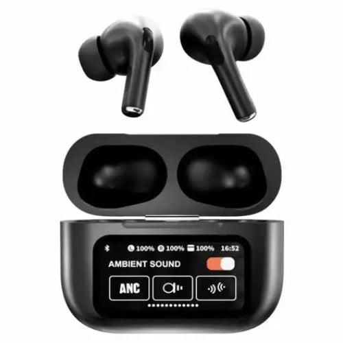 A9 Pro Earbuds With Anc Technology Sleek Matte Black Design Led Indicator