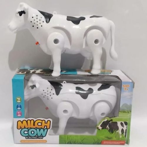 Electric Drive Milch Cow Toy for Kids - 1 Pc, Black & White, Fun for Boys & Girls