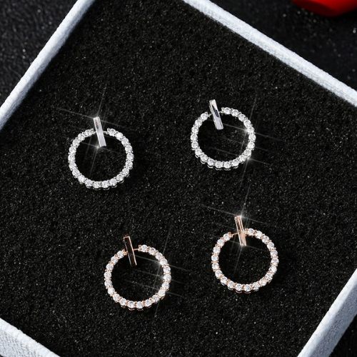 Circle Zircon Korean Earrings - Golden - Silver - ZVT-168