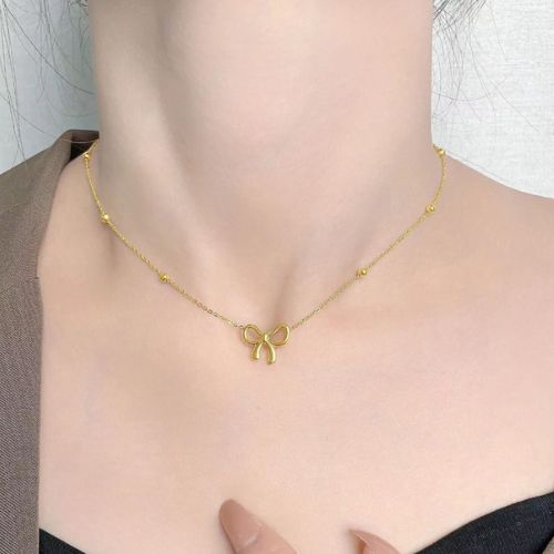 QCT-176 Knot Shape Ball Stainless Steel Necklace