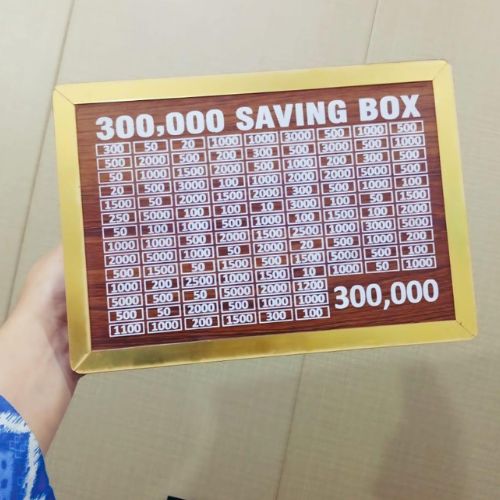 300,000 Saving Box – Wooden Money Saving Challenge Box