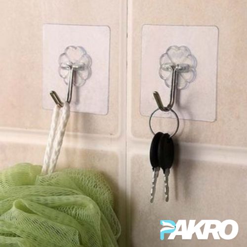 Transparent Self-Adhesive Wall Hooks - Pack of 10