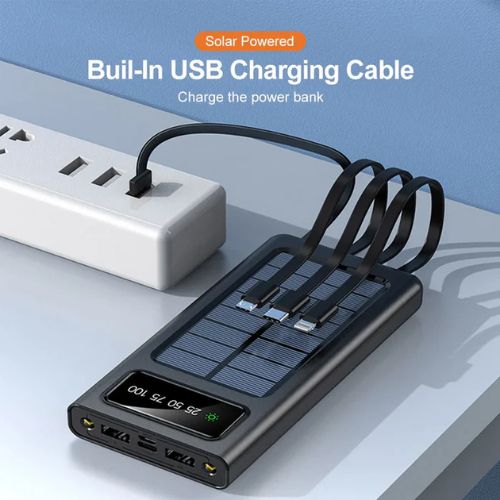 Solar Power Bank, 10000 MAH 100% Transparent LED Power Bank