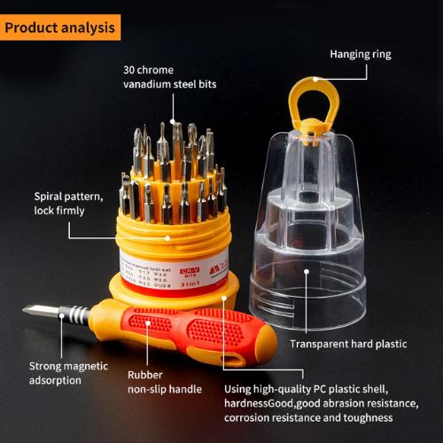 31 Pcs Screwdriver Set - Repairing Interchangeable Precise Screwdriver Tool Set
