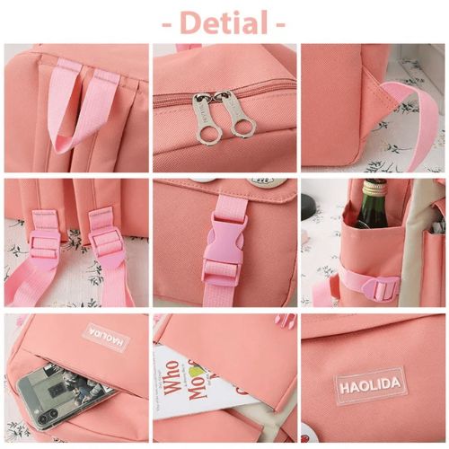 5 Pcs Set School Bags For Teenage Girls College Student Kids Book Bag