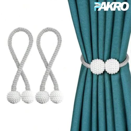 Pair Of Magnetic Pearl Curtain Clip Tie Buckle Holder