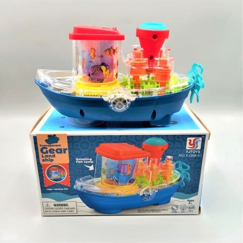 Gear Ship Bump and Go Toy for Kids with 3D Lights, Music & Automatic Action Play