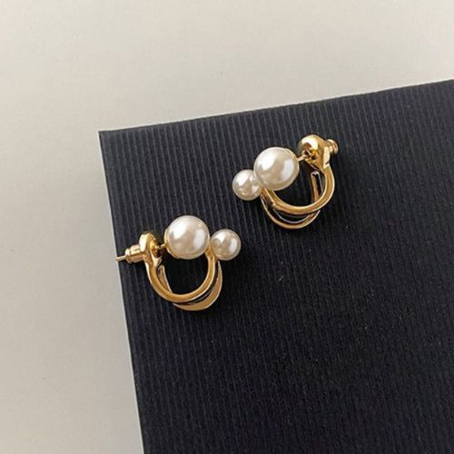 Korean Pearl Circle Earrings-Golden ZVT-167