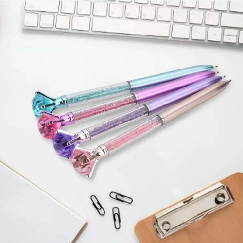 Diamond + Metal Ballpoint Pens For Office School And Daily Use (Random Color)