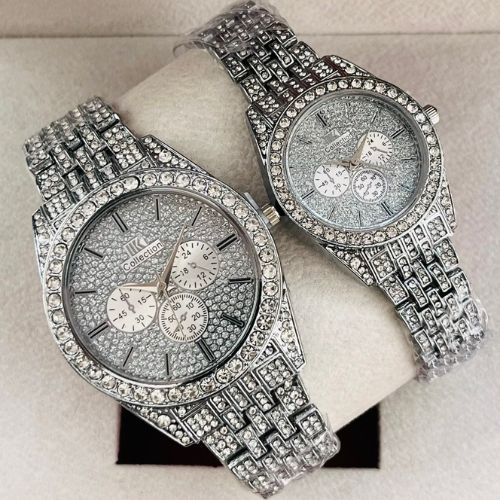 Luxury Gold Couple Watch – Diamond-Studded Wristwatches for Him & Her