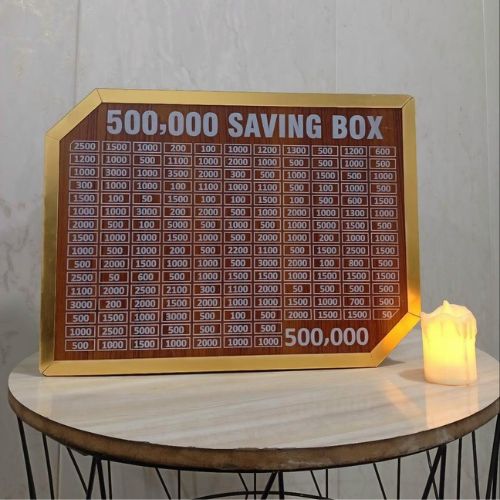 5 Lakh Money Saving Box – Wooden 500,000 Target Chart