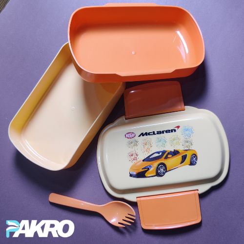 Bright Lunch Box Beautiful Printed With Inner Box + Fork