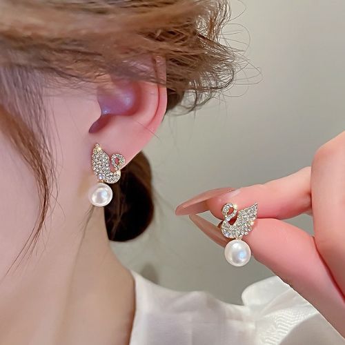 Golden - Swan Pearl Earrings - ZJE-911