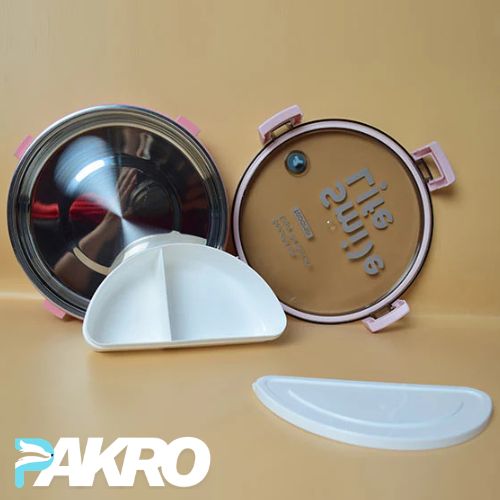 Stainless Steel Round Lunch Box With Small Box Insert Leak Proof