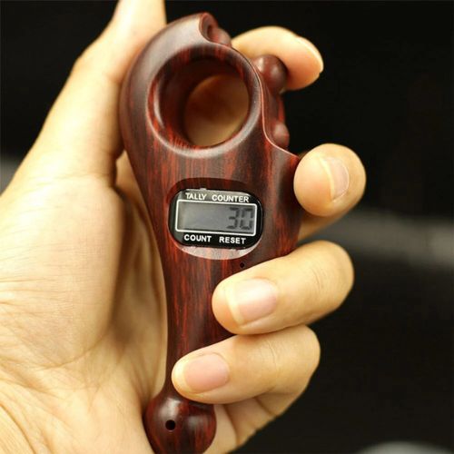 Digital Counter with Qibla Compass and Rotating Prayer Beads Portable Finger Tasbeeh